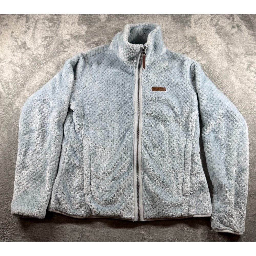 Columbia Womens M Blue Sherpa Fleece‎ Jacket Full Zip Plush Soft